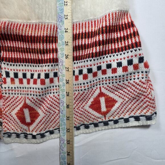 Maxsport Aztec Fringe Trim L Open Front Long Cardigan Sweater Southwestern Boho - Picture 12 of 12